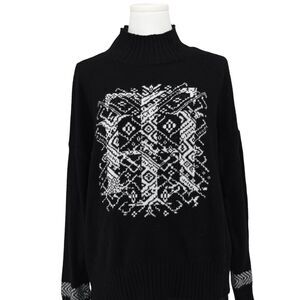 Tommy Hilfiger Women's Black and White Sweatshirt Fair Isle Ski Cabin M